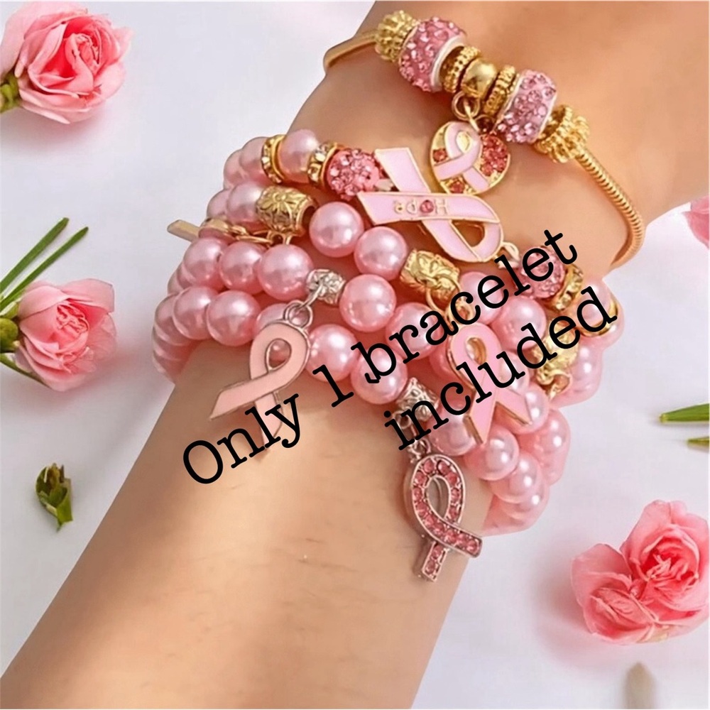 Pink Awareness Ribbon Bracelet - Picture 2 of 2